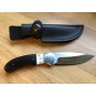 Whitby Knives 3.5" Stainless Steel Blade with Staghorn & Ebony wood handle Sheath Knife with Brown Leather Sheath